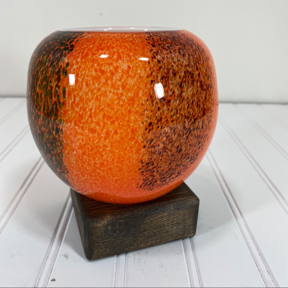 Hqt  Art glass orange blown art glass